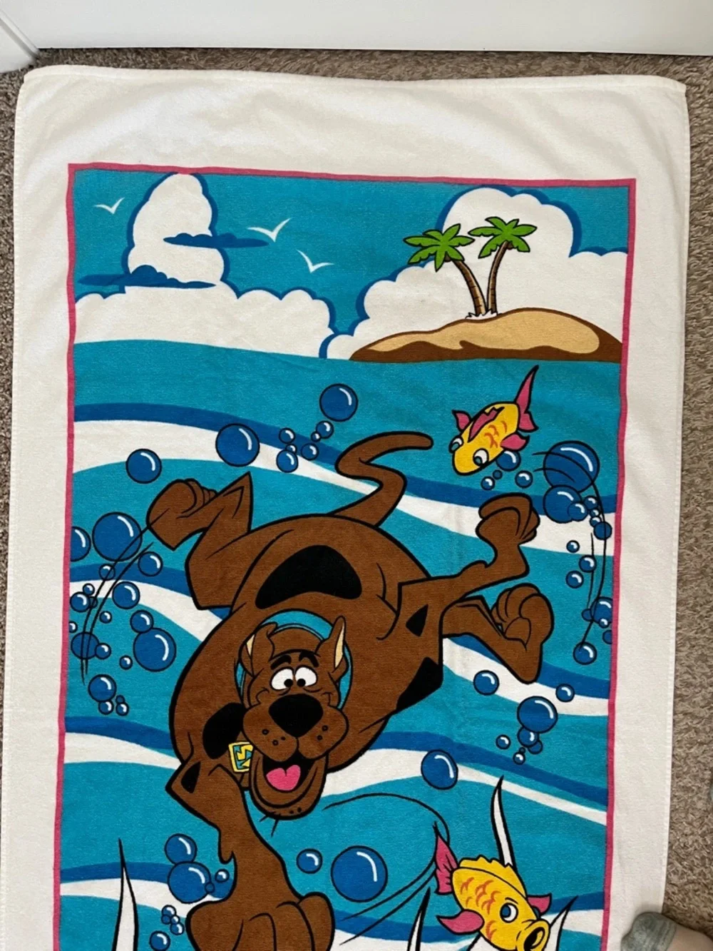 Vintage 2002 Scooby-Doo Underwater Beach Towel Cartoon Network Karsten Brazil